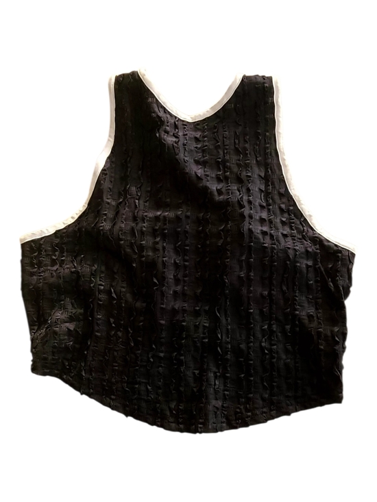 Free People Black Tank Top with White Trim Open Back Tie - Picture 2 of 6